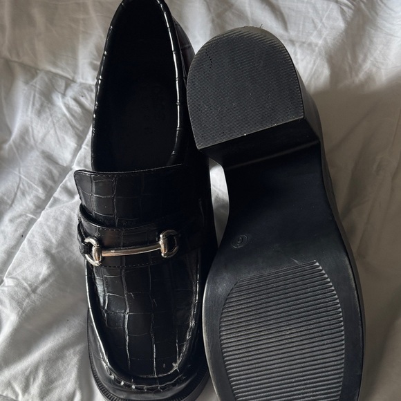 ASOS Black Croc-Embossed Platform Loafers - Picture 6 of 6